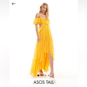 ASOS Design TALL Ruffle cut out off the shoulders maxi‎ dress Bright Orange